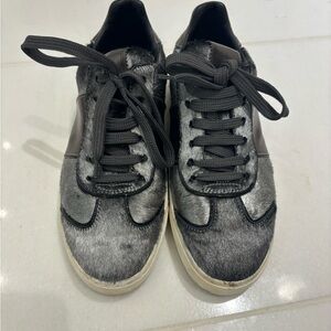 Valentino Garavani Black and Gray Fur Sneakers